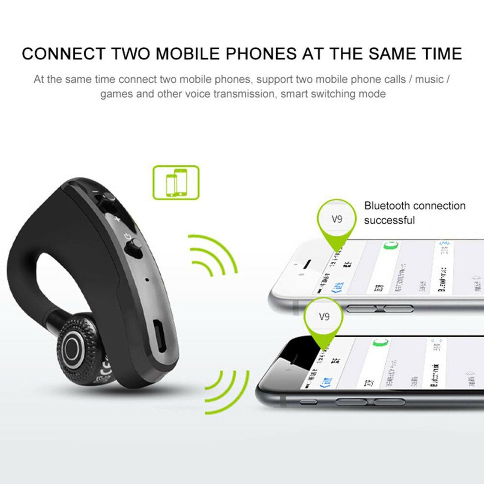 V9 Handsfree Bluetooth Headset V4.0 Driving Headset for Cell Phone Office PC