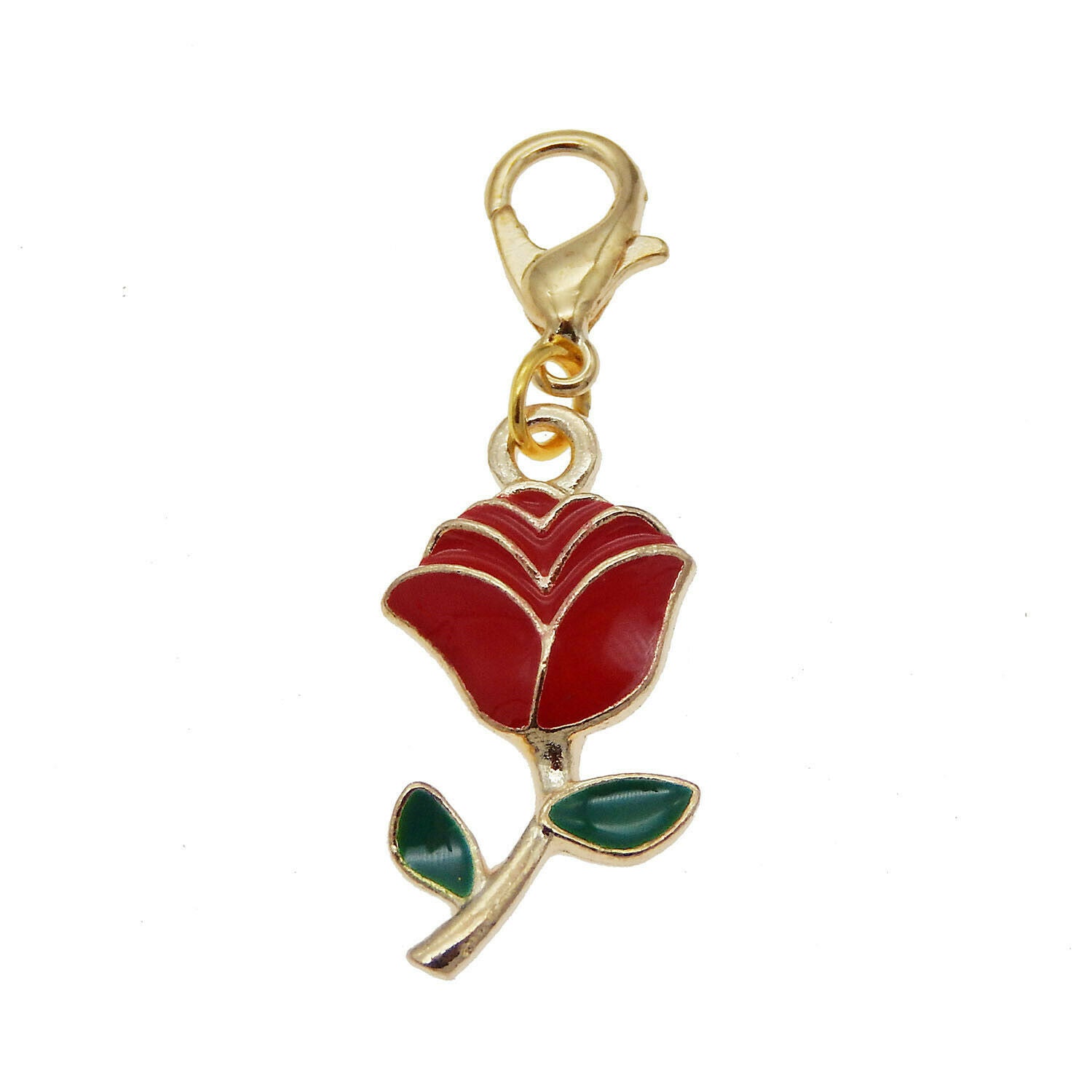 8pcs Rose Flower Dangle Pendant Lobster Clasp Bracelet DIY Jewelry Accessories