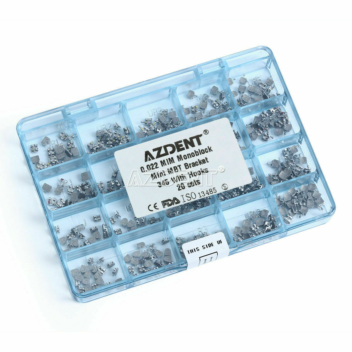 2 X AZDENT Orthodontic Dental Monoblock Bracket Braces Mini MBT 022 Hooks 3 4 5