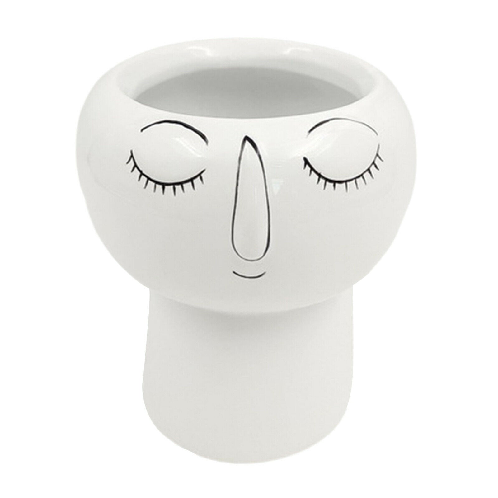 Human Face Head Ceramics Flower Pot Dried Flowers Bouquet Vase Ornament