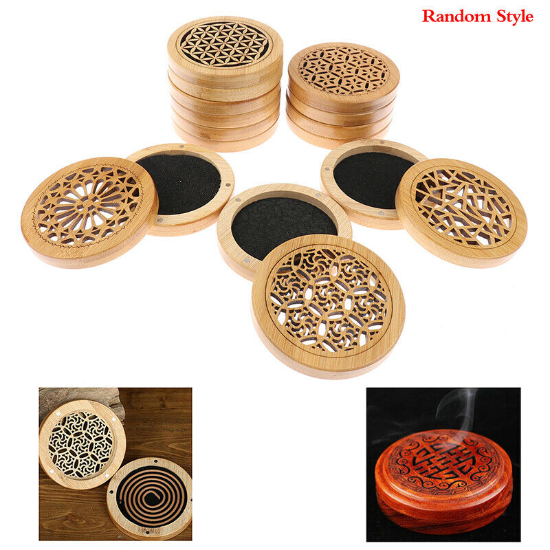 Round Bamboo Incense Burner Coil Incense Burners Incenso Censer Room Deco.l8