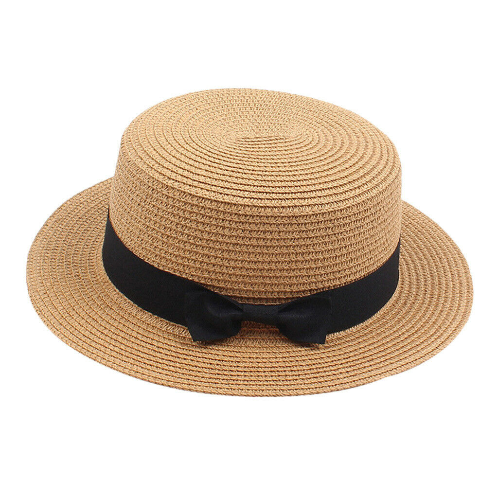 Church Bow Fedora Hat Wide Brim Sun Hat Sun Protection Outdoor Light Brown