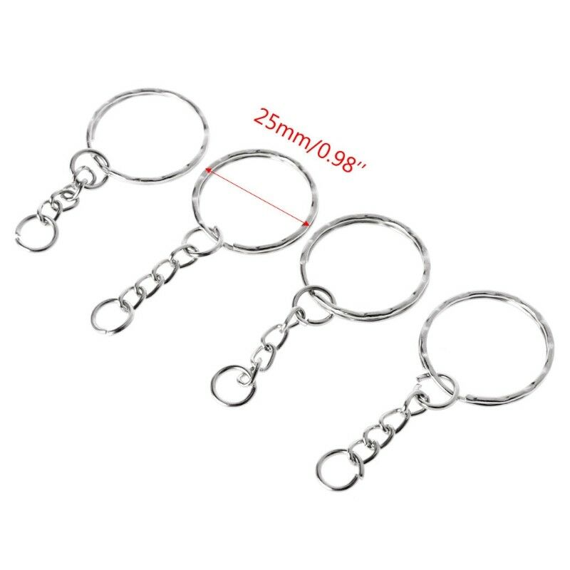 100pcs/set 25mm Keyring Keychain Split Ring Short Chain Key Fob DIY Rings Craft