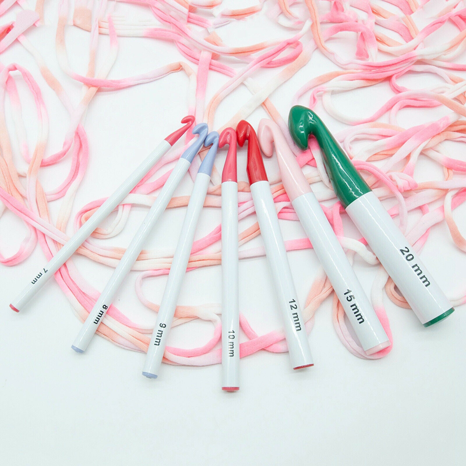 7 Pieces Colorful Crochet Hooks Set Knitting Needles Weave Craft 7mm-20mm