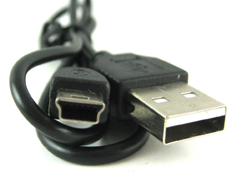 1Pc Black USB 2.0 A Male to Mini 5 Pin B Data Charging Cable Cord Adapter DS