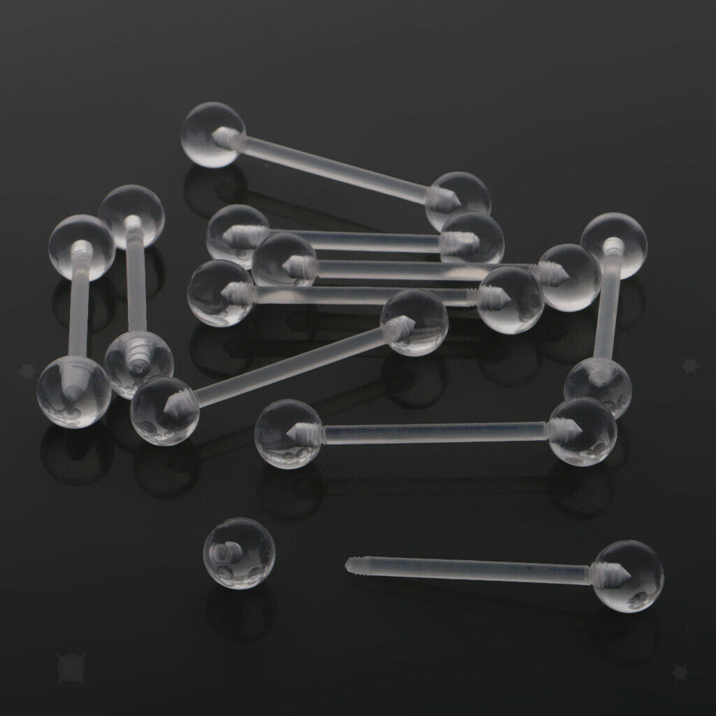 10pcs Acrylic Body Piercing Jewelry Eyebrow Tongue Bar Labret Lip Nose Rings