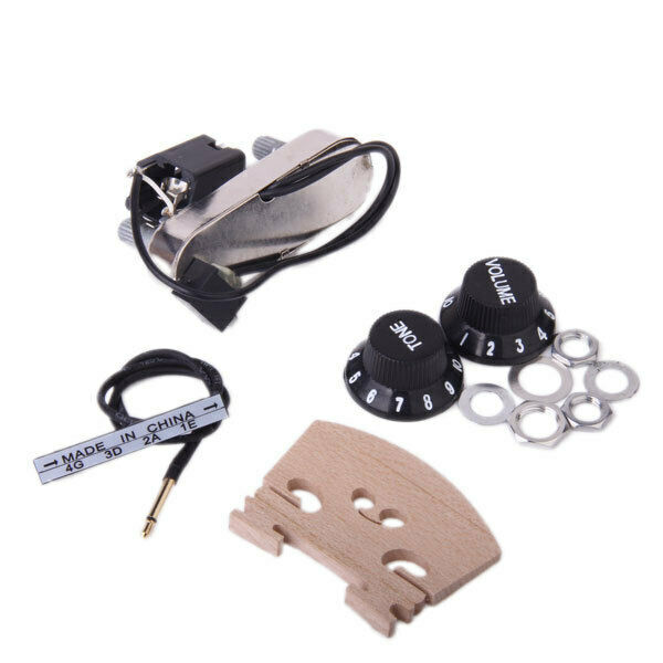 Electric Violin Piezo Pickup 4/4 Bridge Preamp Tone Volumn Knob 1/4" Endpin