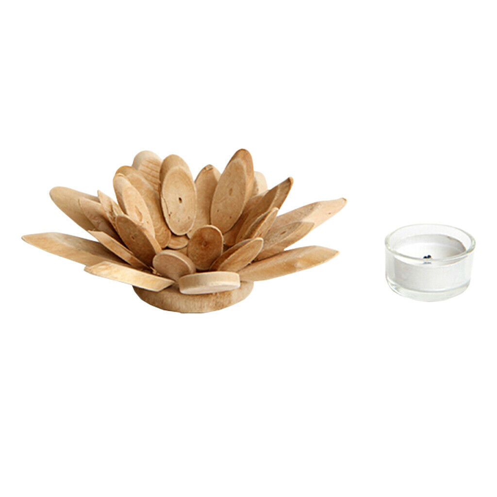 Handmade Wooden Tea Light Lotus Shape Candle Holder