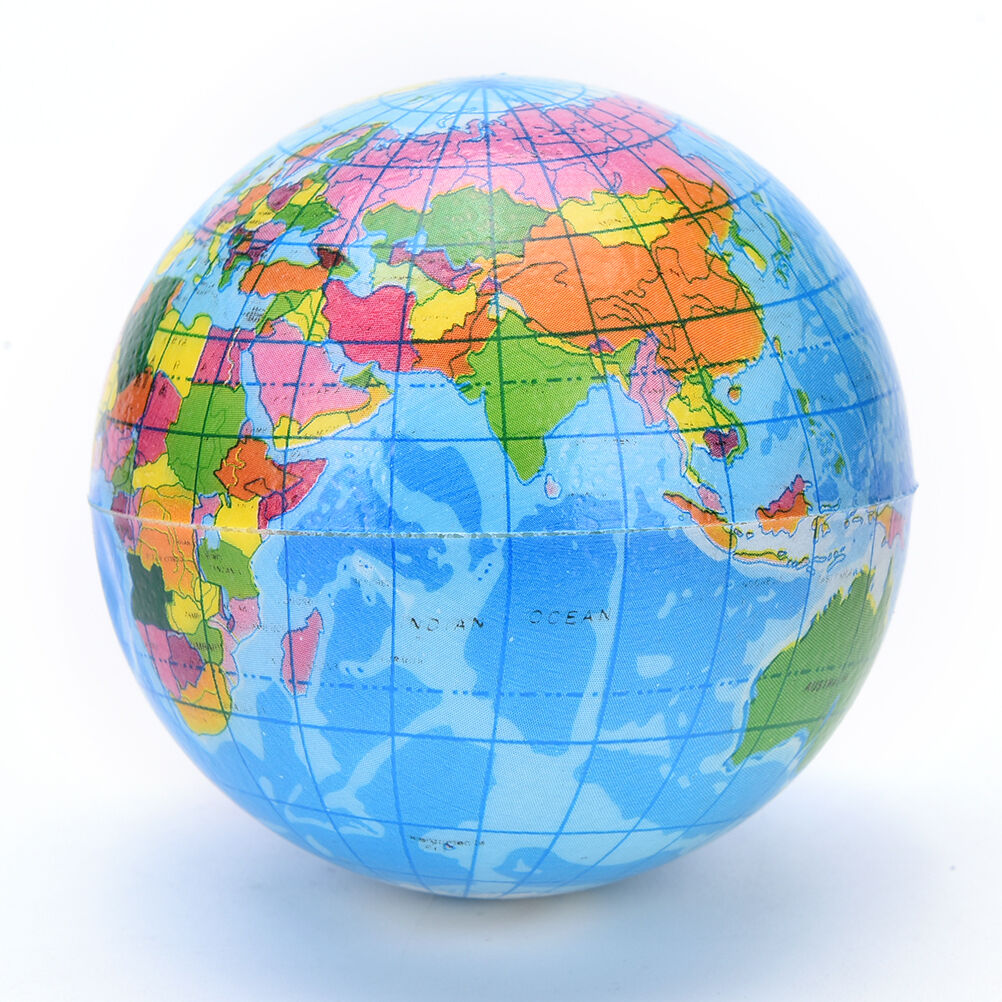 Earth Globe Stress Relief Bouncy Foam Ball Kids World Atlas Geography Ma.l8