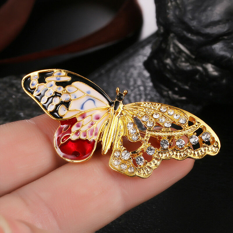 Enamel Butterfly Crystal Rhinestone Brooch Pin Gift Badge Buckle Colla.l8