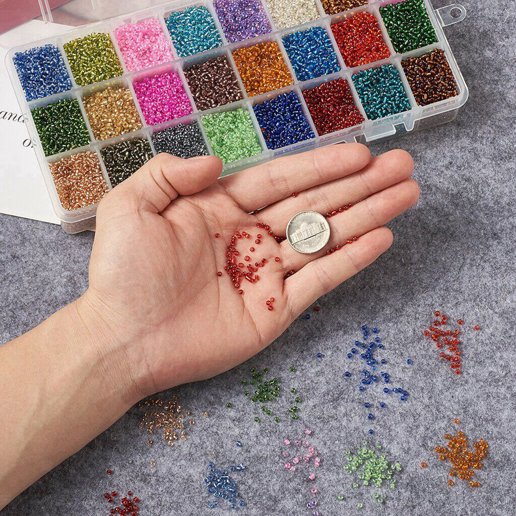 38400Pcs 2mm Glass   Spacer Beads Spacers Jewelry Making 24 Colors Assorted