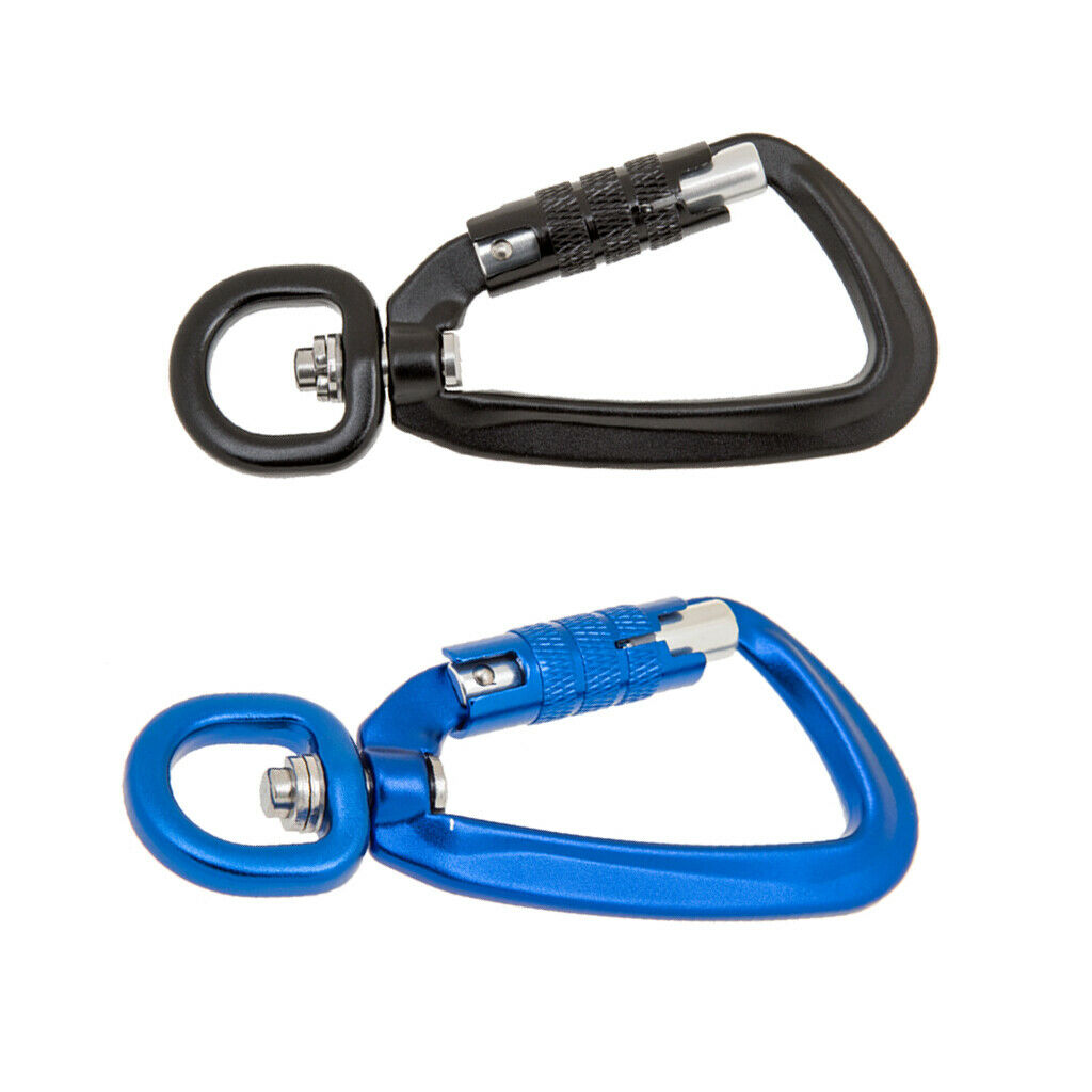 2pcs 500KG Self Locking Carabiner Rotating  Hook Hammock Hanging Buckle