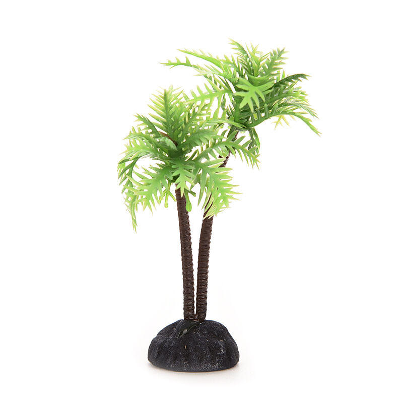 Plastic Aquarium Coconut Tree Fish Tank Plants Ornament Decoration Fresh .l8