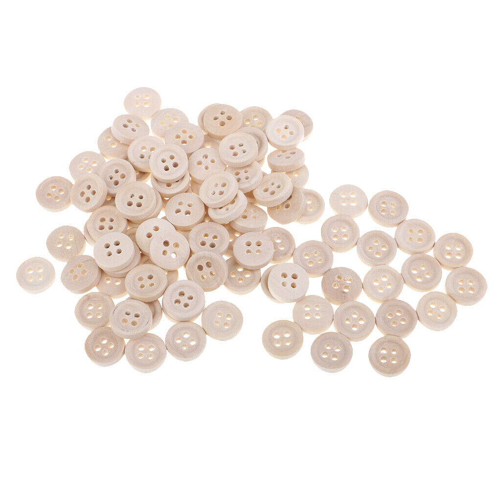 40pcs 12mm Round Natural Wood Buttons 4 Holes Sewing Buttons for DIY Crafts