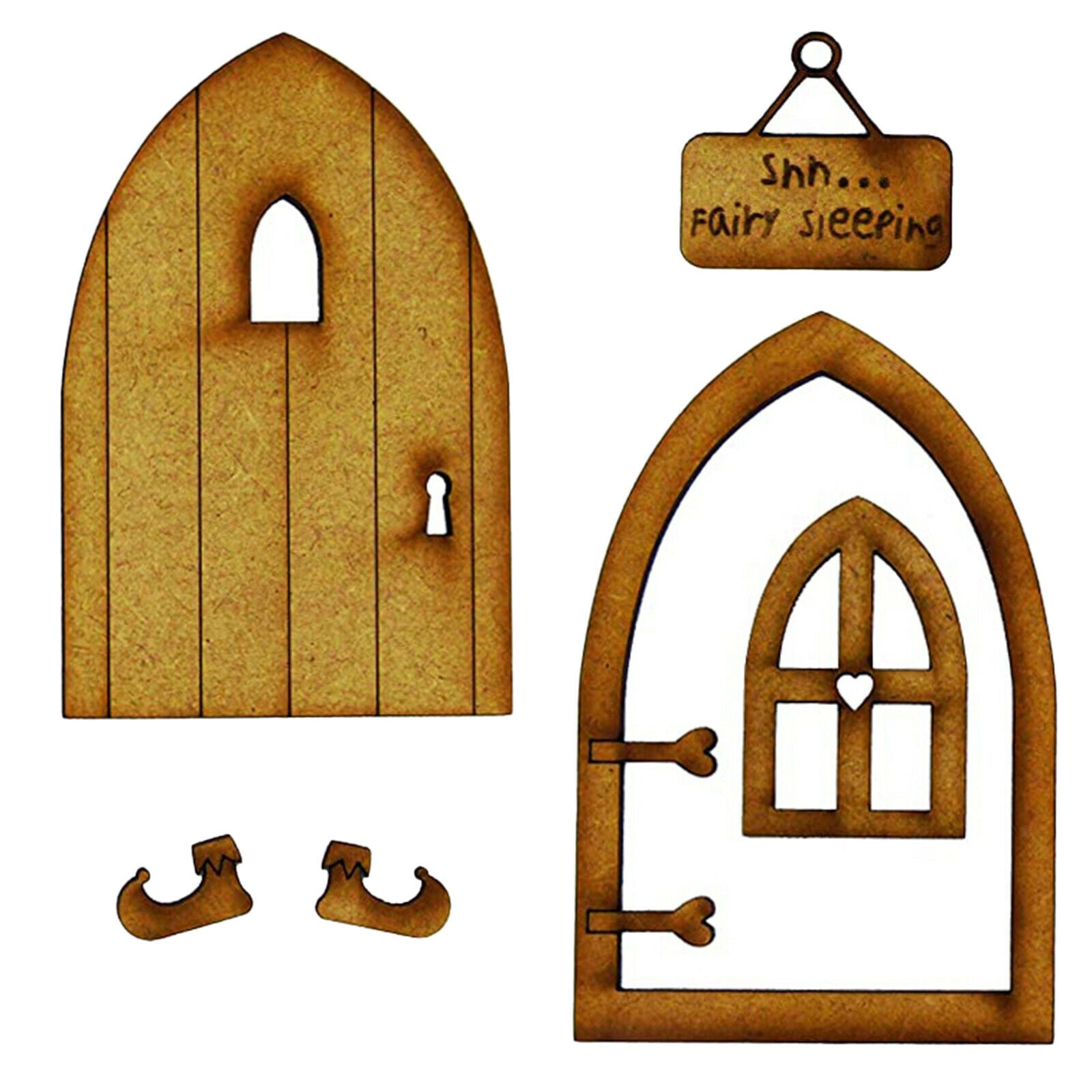 Garden DIY Wooden Fairy Door Kit Miniatures Hanging Sign Birthday Gift Decor
