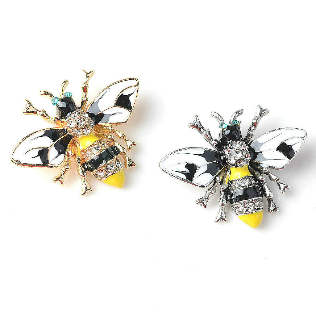 4x Alloy Bee Crystal Enamel Flatback Button for DIY Hair Accessories Jewelry