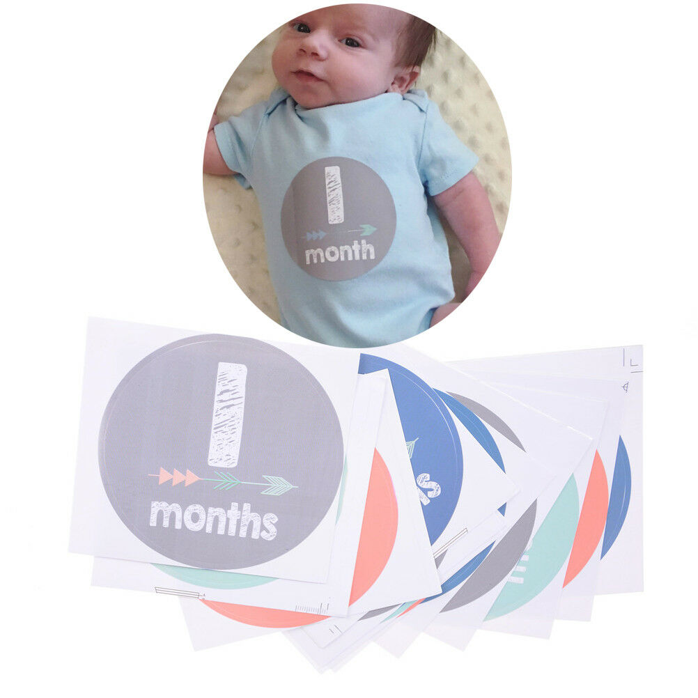 12Pcs/Set Baby 1-12 Monthly Photograph Stickers DIY Baby Shower Stickers J.l8
