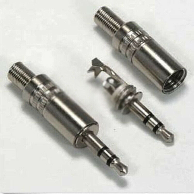 2pcs 3.5mm 3 pole Jack Plug Headphone Male Stereo Audio Solder Adapter Connector