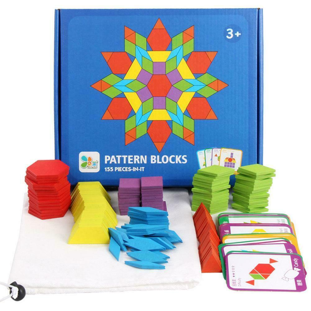 155pcs Kids Colorful Wood Jigsaw Puzzle Game Intelligent Educational Toys AU