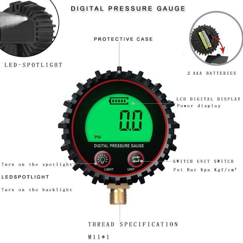 Digital Gas Pressure Gauge with M11 Bottom Connector Rang to 255psi Accuracy 1%