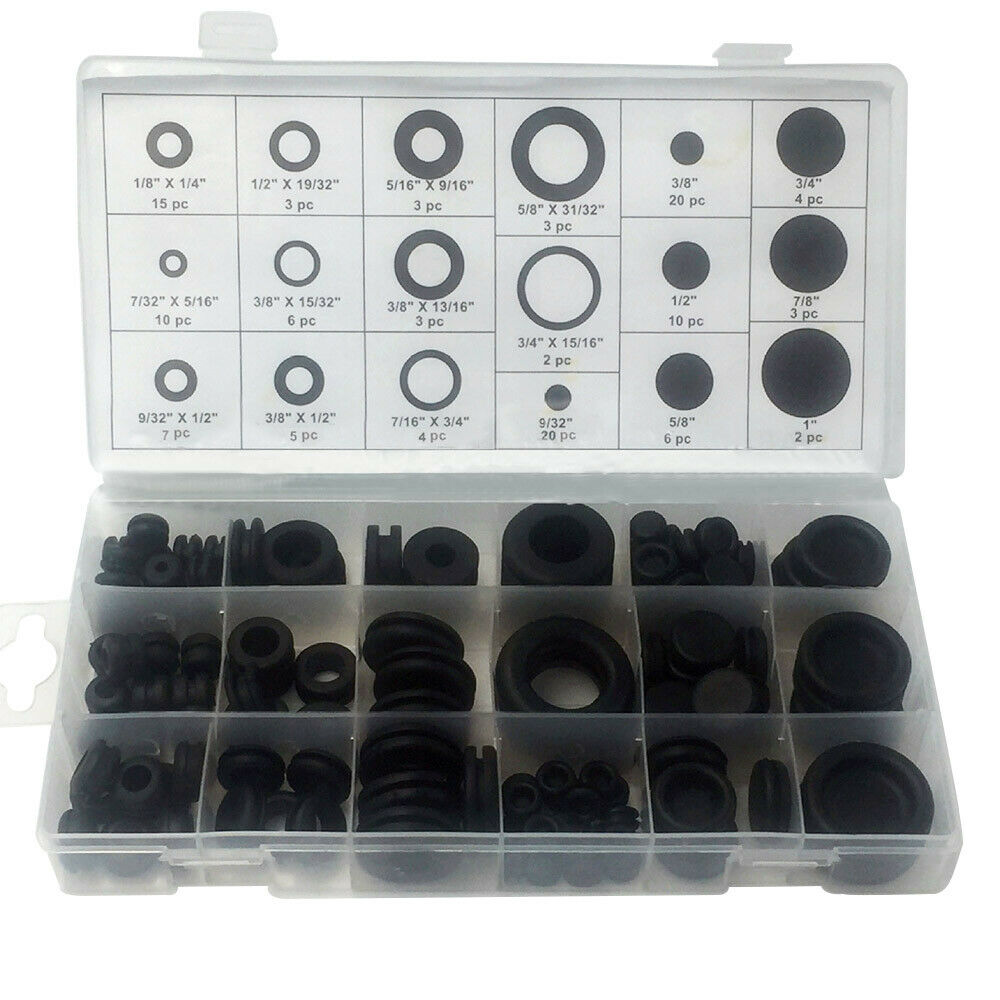 125pcs Black Rubber Grommet Eyelet Ring Electrical Conductor Gasket Rings NICE