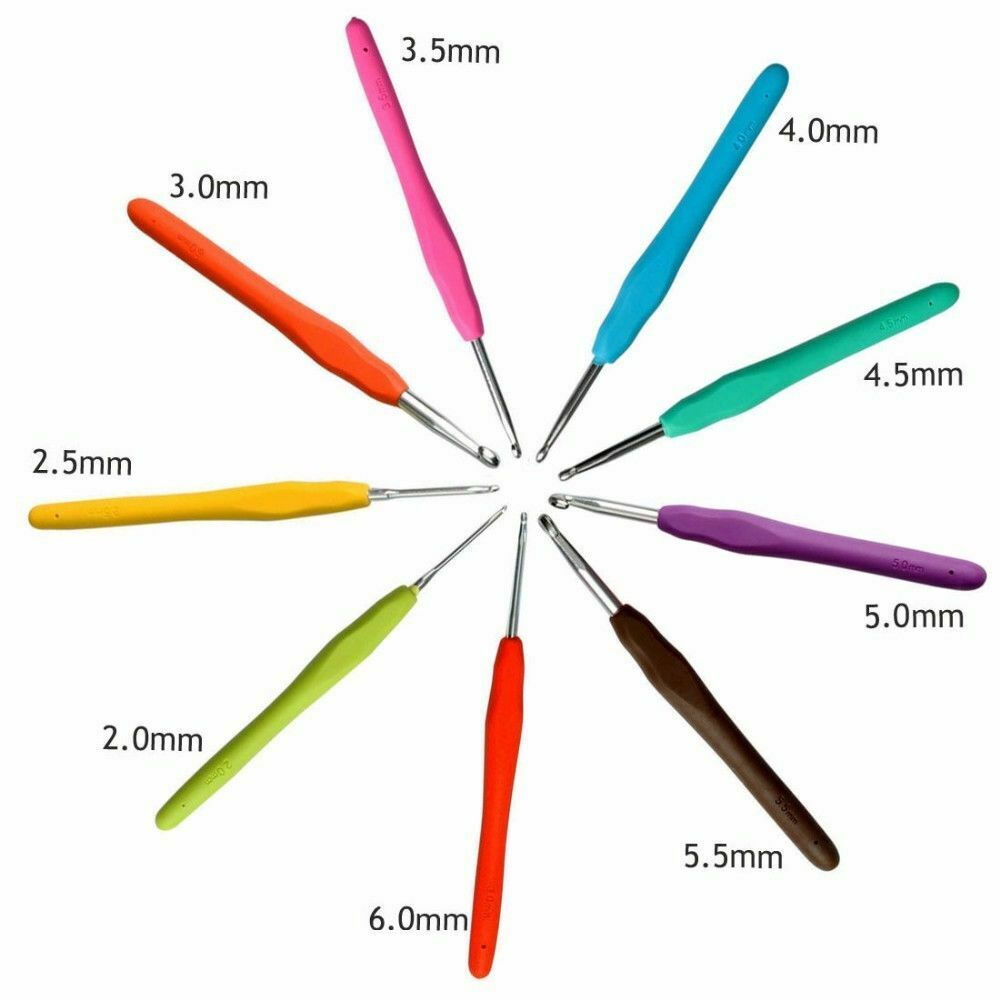 9Pcs/Set Aluminum Soft Plastic Crochet Hooks Handheld Knitting Needles Random