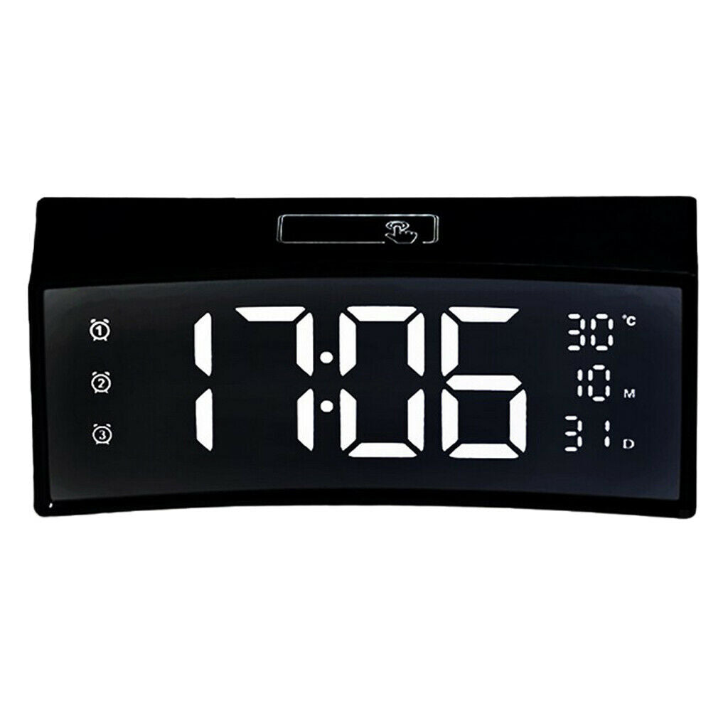 Multifunctional Arc-shaped LED Screen Electronic Digital Alarm Clock Black