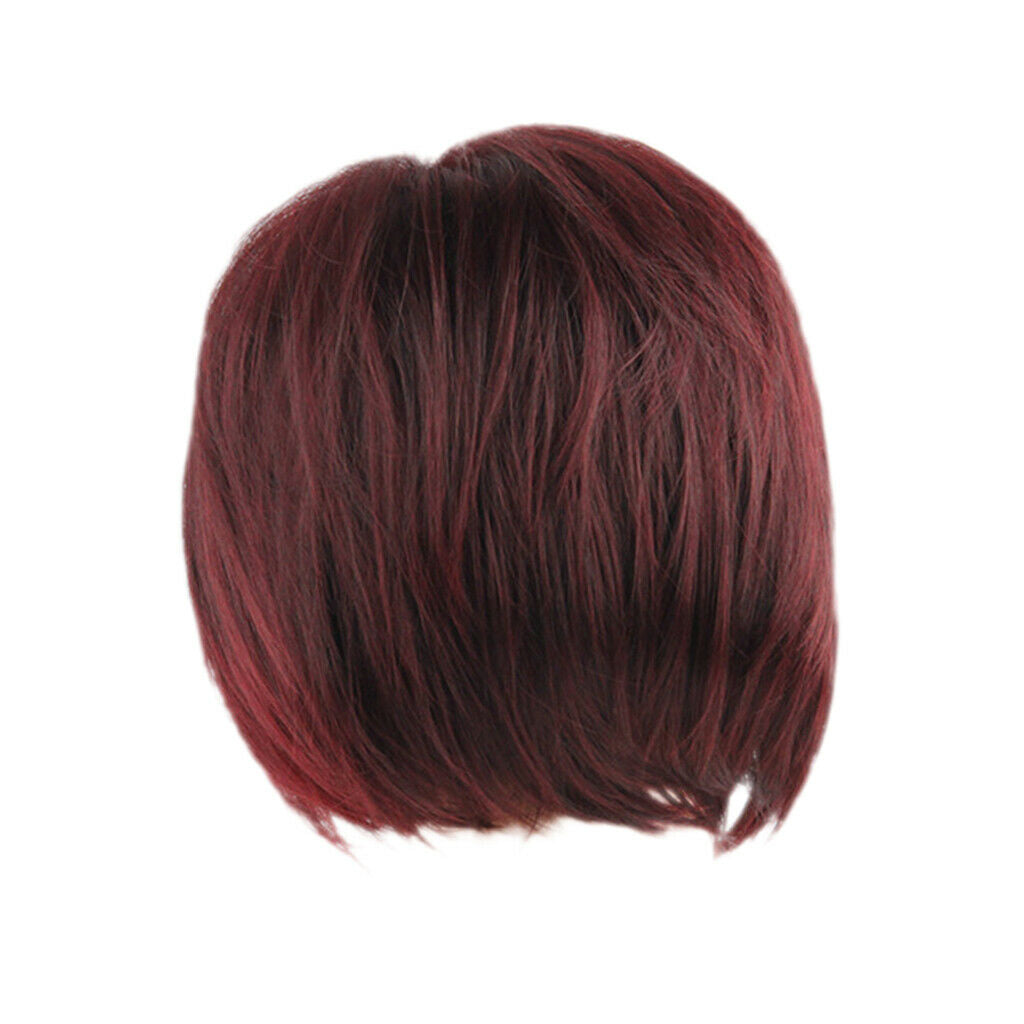 Fashion Bob Wigs Short Straight Synthetic Hair Full Wigs For Women Wine Red
