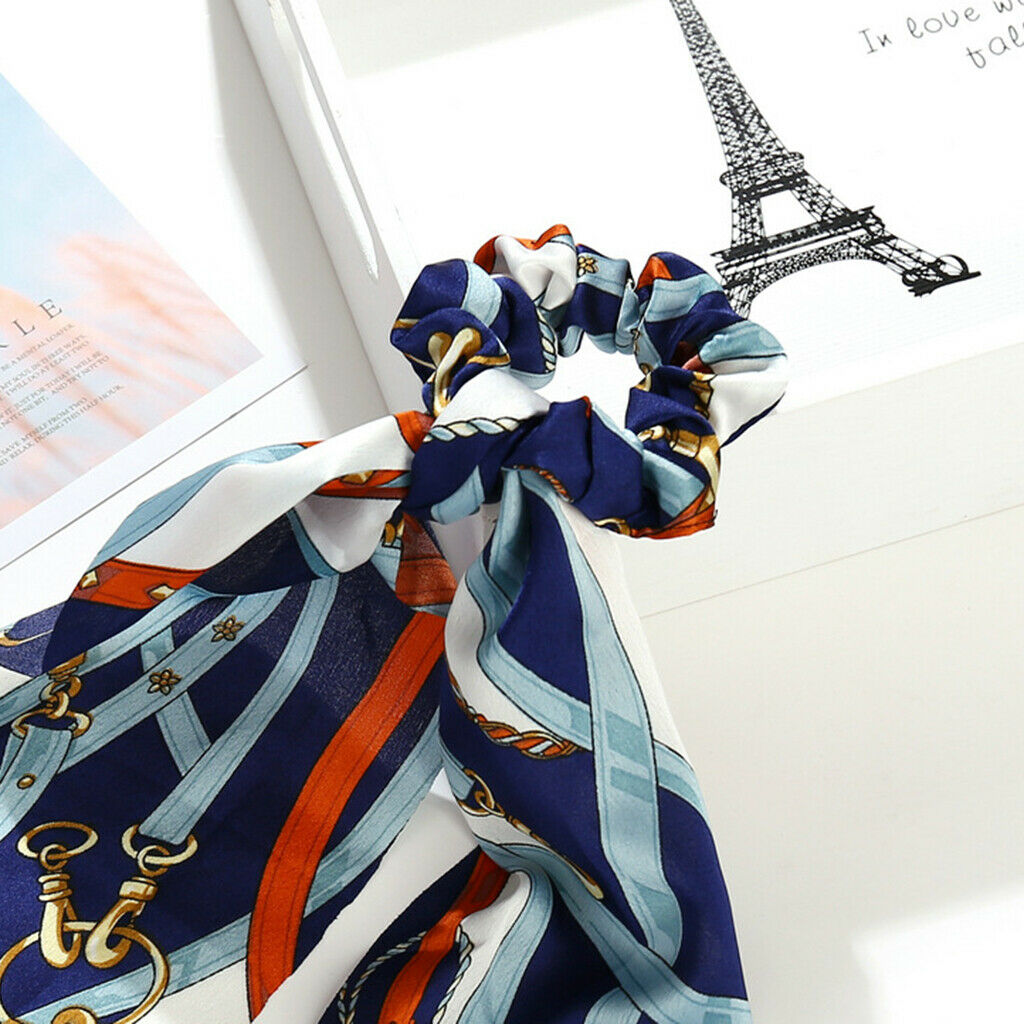 Silk Elastic Hair Bands Ponytail Holder Scrunchy Ties Acces dark blue