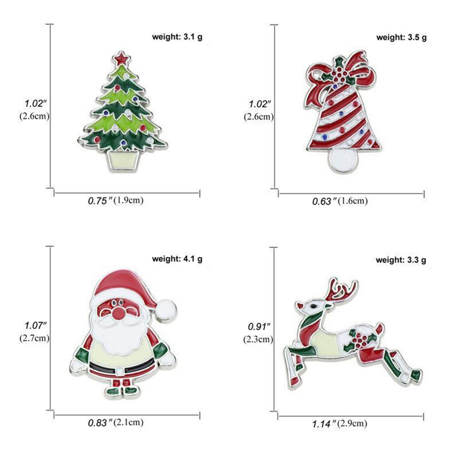 8pcs Cute Cartoon Christmas Brooch Pin Jewelry Gift Snowman Elk Kids Mom