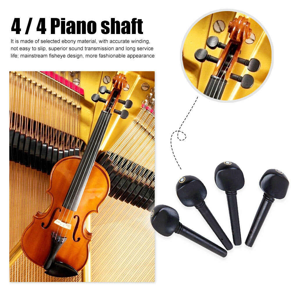 4pcs Ebony Violin Tuning Pegs Tuners with End Pin Fiddle Strings Instrument @