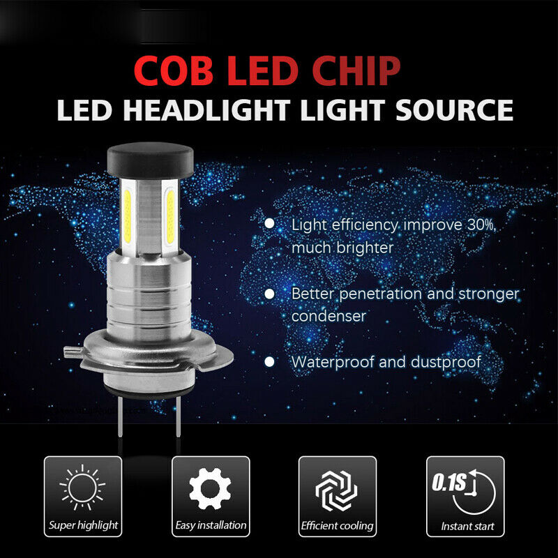 2PCS Car H7 LED Headlight Lamp Bulb 360Â° Lighting White Fog Light DRL 6000K IP68