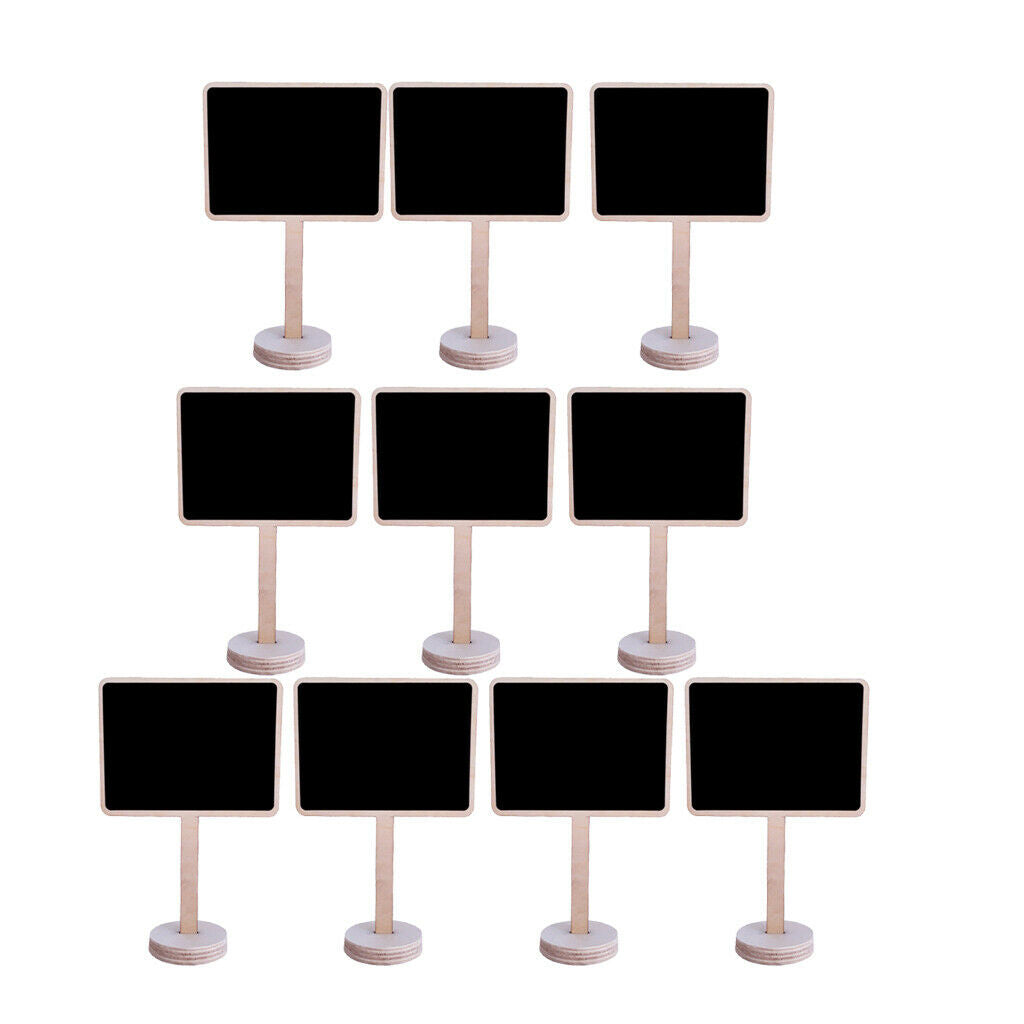 10 Pieces Rectangle Wood Blackboards Message Number Tag Place Card Holder Wooden