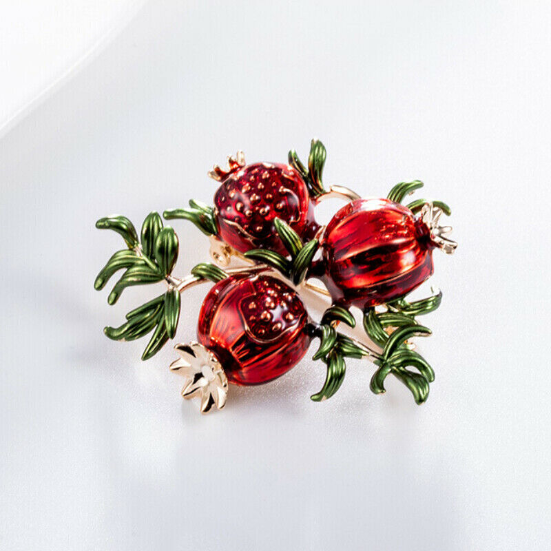 Trendy Enamel Pomegranate Fruit Brooch Lapel Pin Clothing Scarf BadgesJewel N_DD