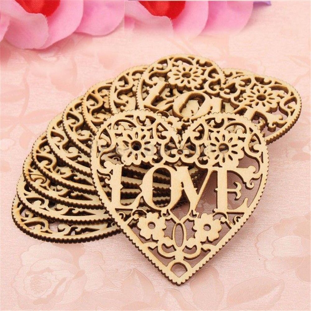 Set of 5 Wood Love Heart Ornament Christmas Wedding Birthday Party Decorations