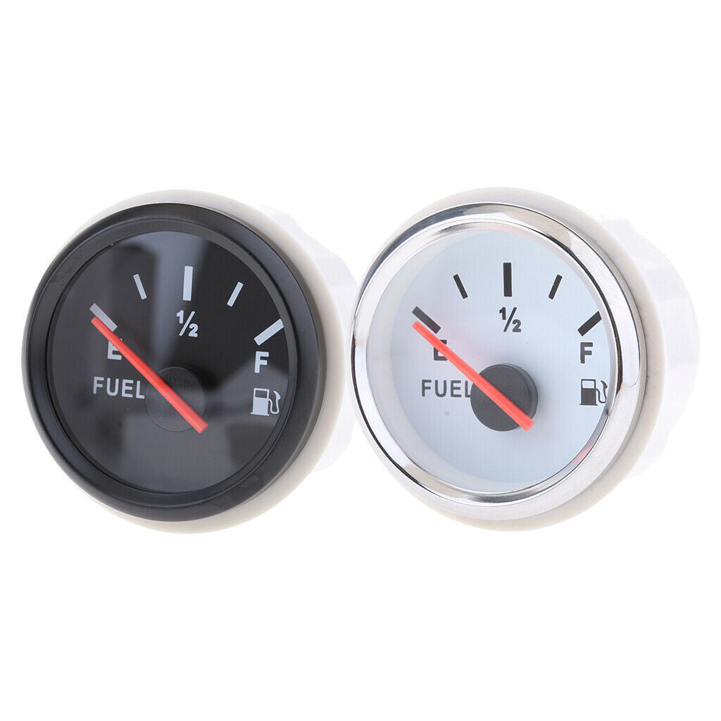 2Pcs 2inch White Boat Car Fuel Oil Level Gauge Meter LED-Display Universal