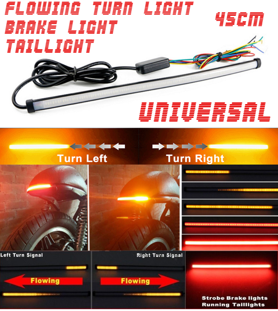 Motorcycle Sequential Flowing LED Amber Turn Signal lights Red Tail Brake Lamp
