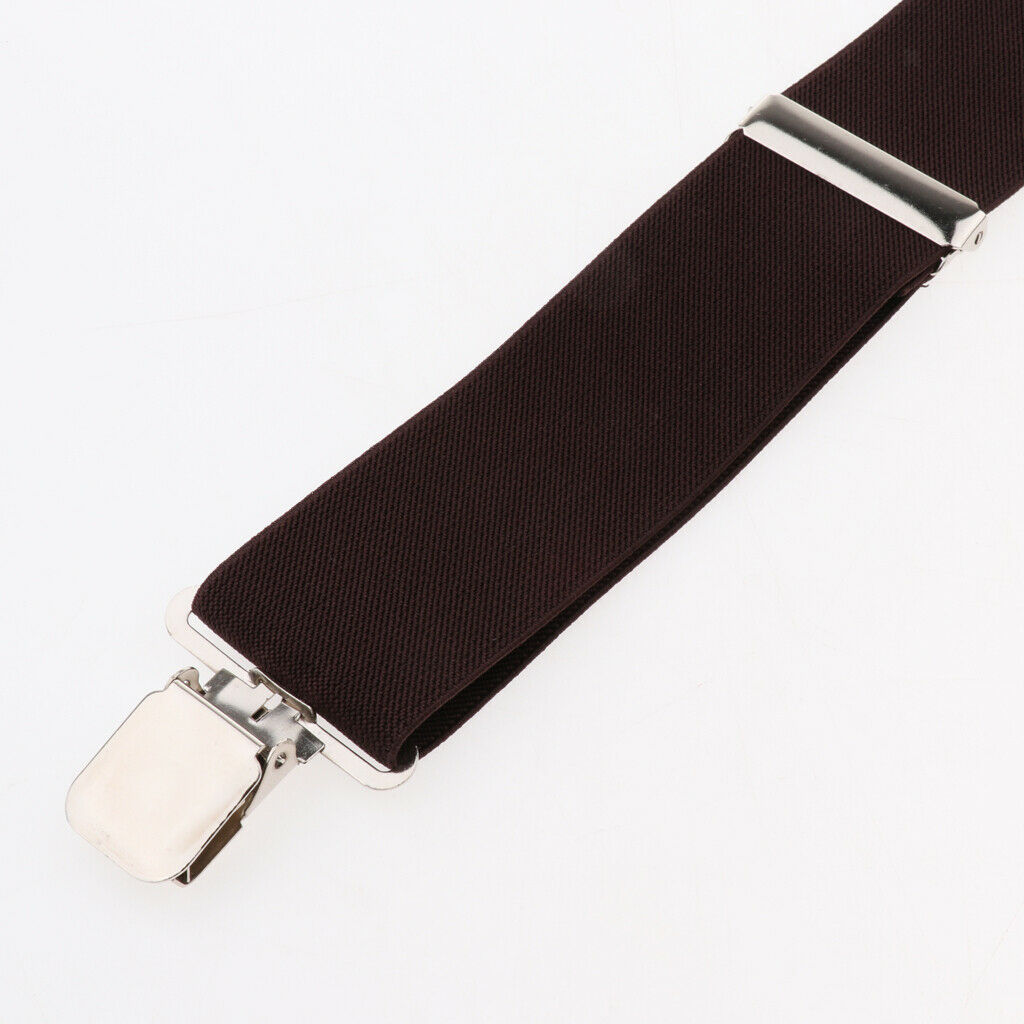Suspenders w/ Heavy Duty Clips&X Back Adjustable Straps for Adults coffee