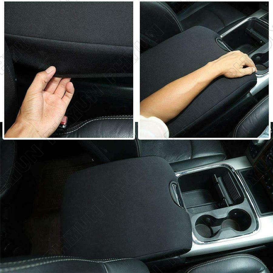 Black Center Console Cover Armrest Pad For 2010-2017 Dodge RAM 1500 2500 3500