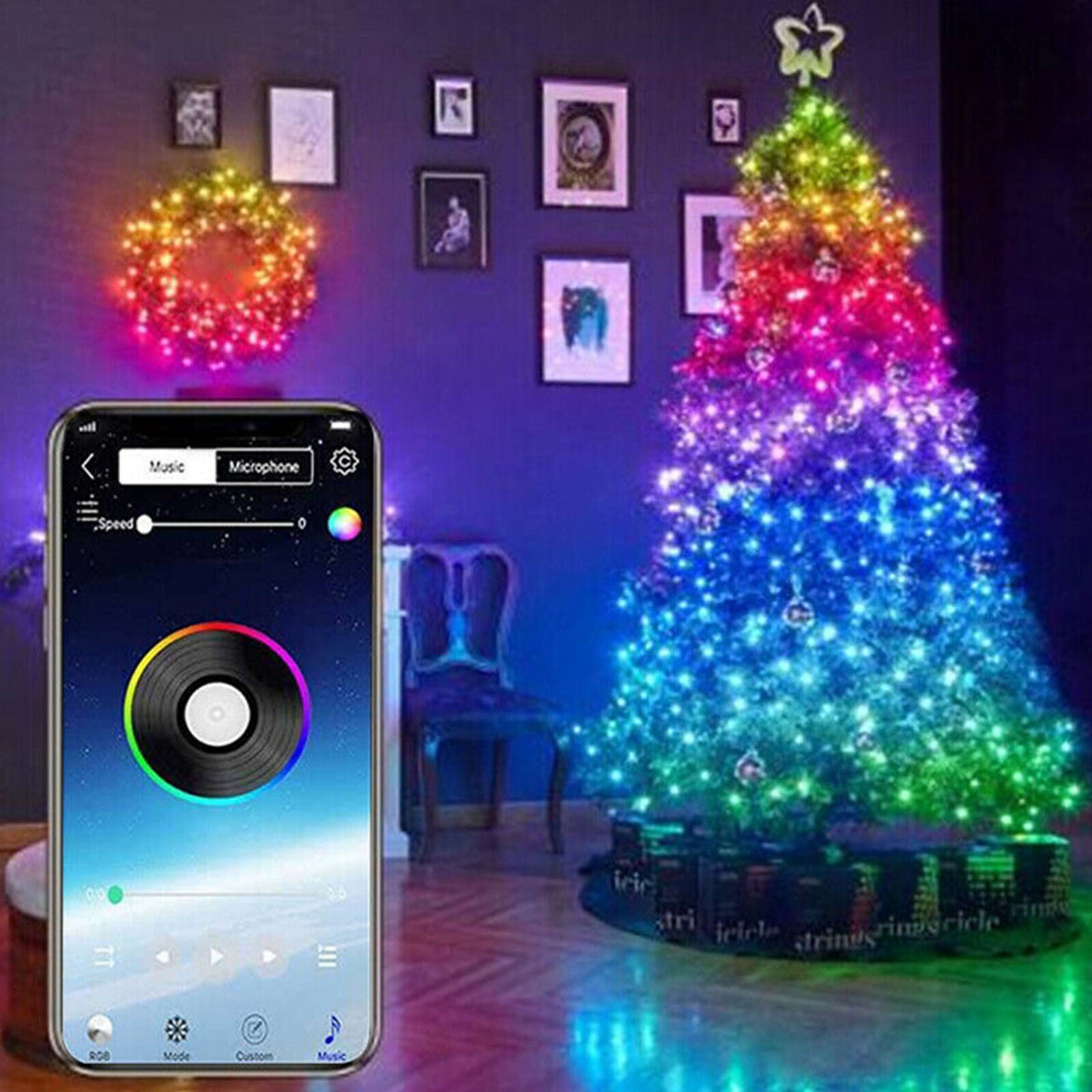 Christmas Tree Decor Light Custom LED String Light App Remote Control 20M 200LED