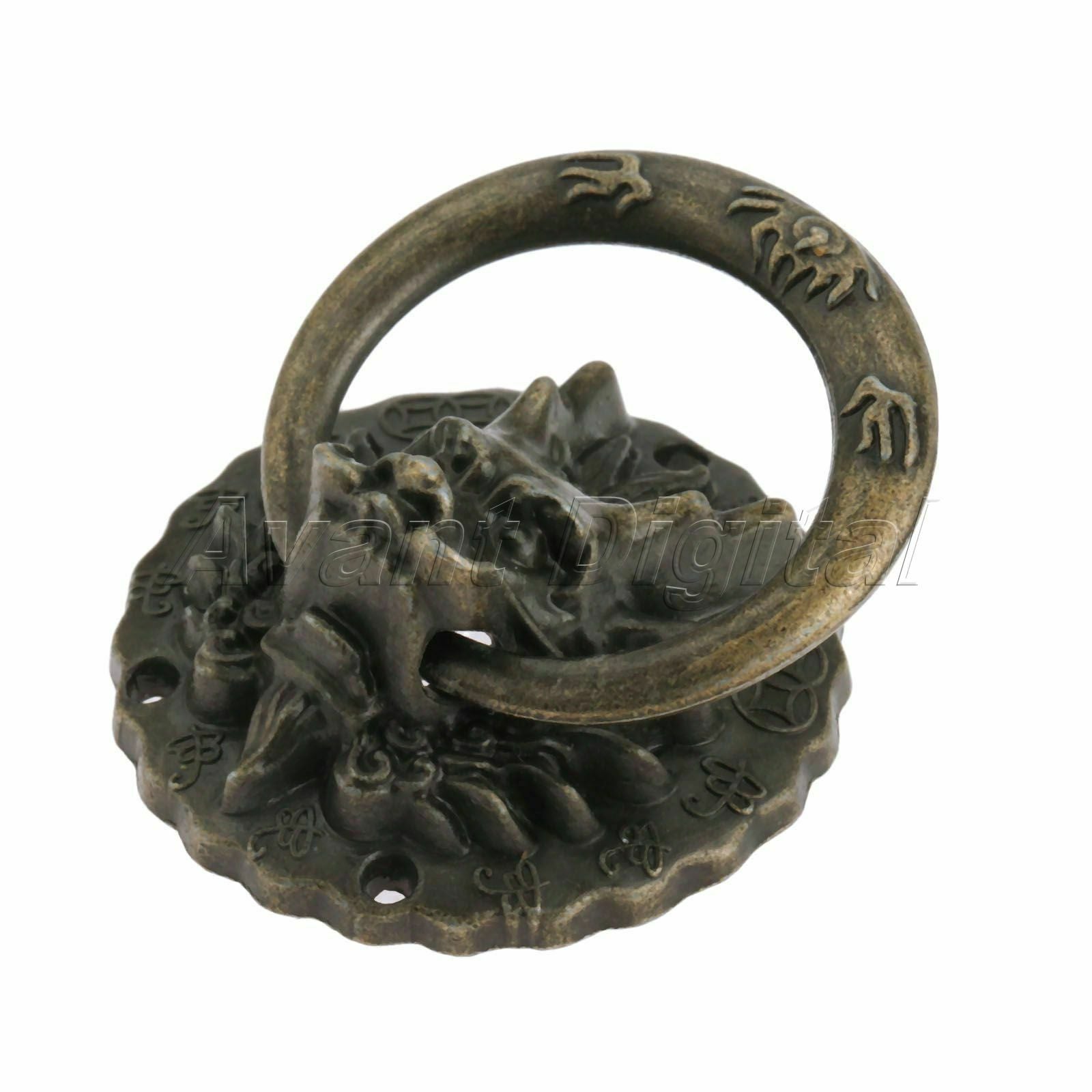Elegant Dragon Head Furniture Cupboard Door Pull Handle Drawer Cabinet Knob Ring