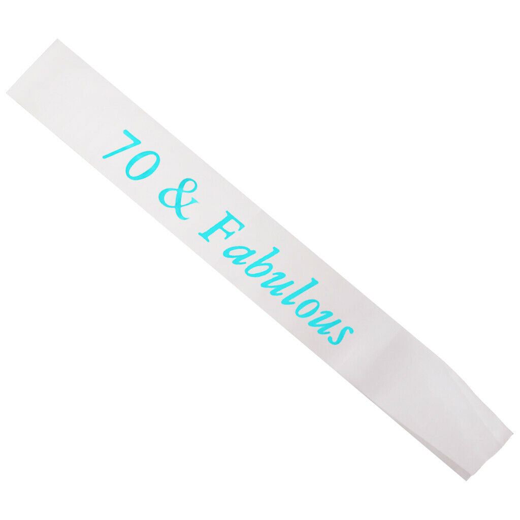 Gilding Blue Numbers Fabulous Satin Sash for Birthday Anniversary White 70