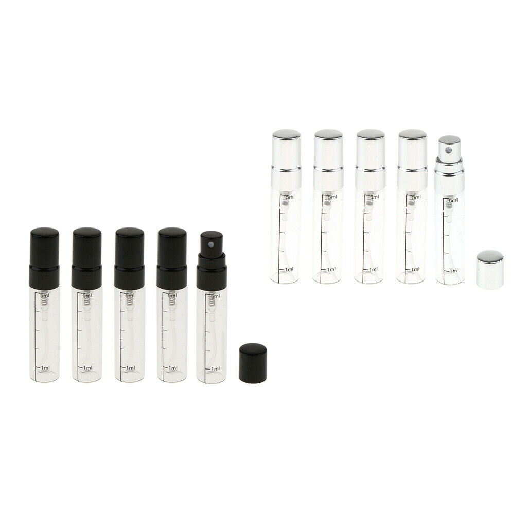 10 Pieces Portable Empty Aroma Bottle 5ml Glass Small Spray Jars Travel
