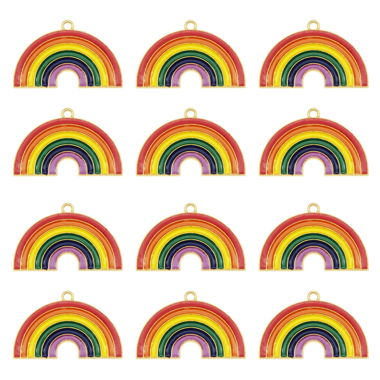 16PCS Multicolor Enamel 32x20mm Rainbow Bridge Charms Pendant Jewelry DIY Crafts