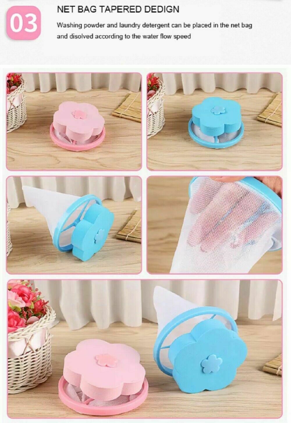2Washing Machine Flower Shape Floating Pet Fur Catcher Laundry Hair Lint Remover