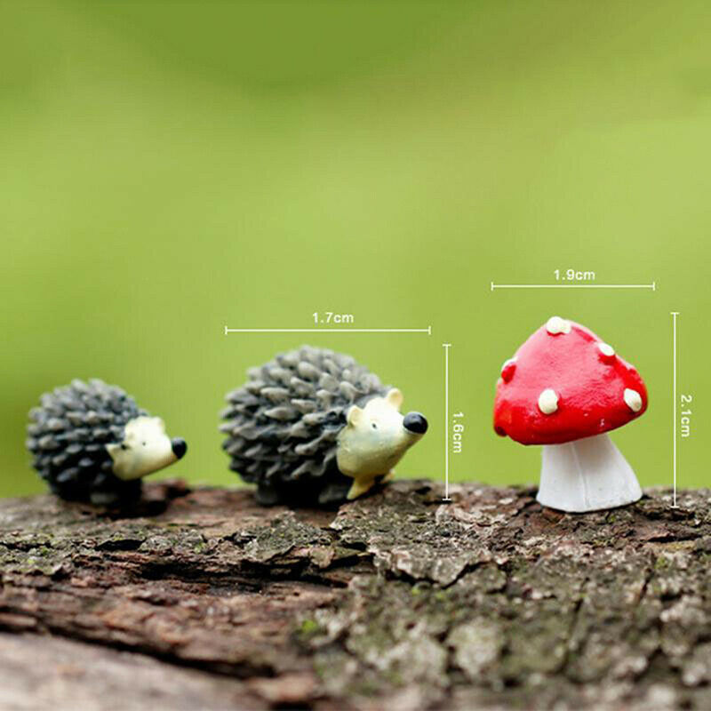 3pc Moss micro landscape ornaments hedgehog mushroom small ornament