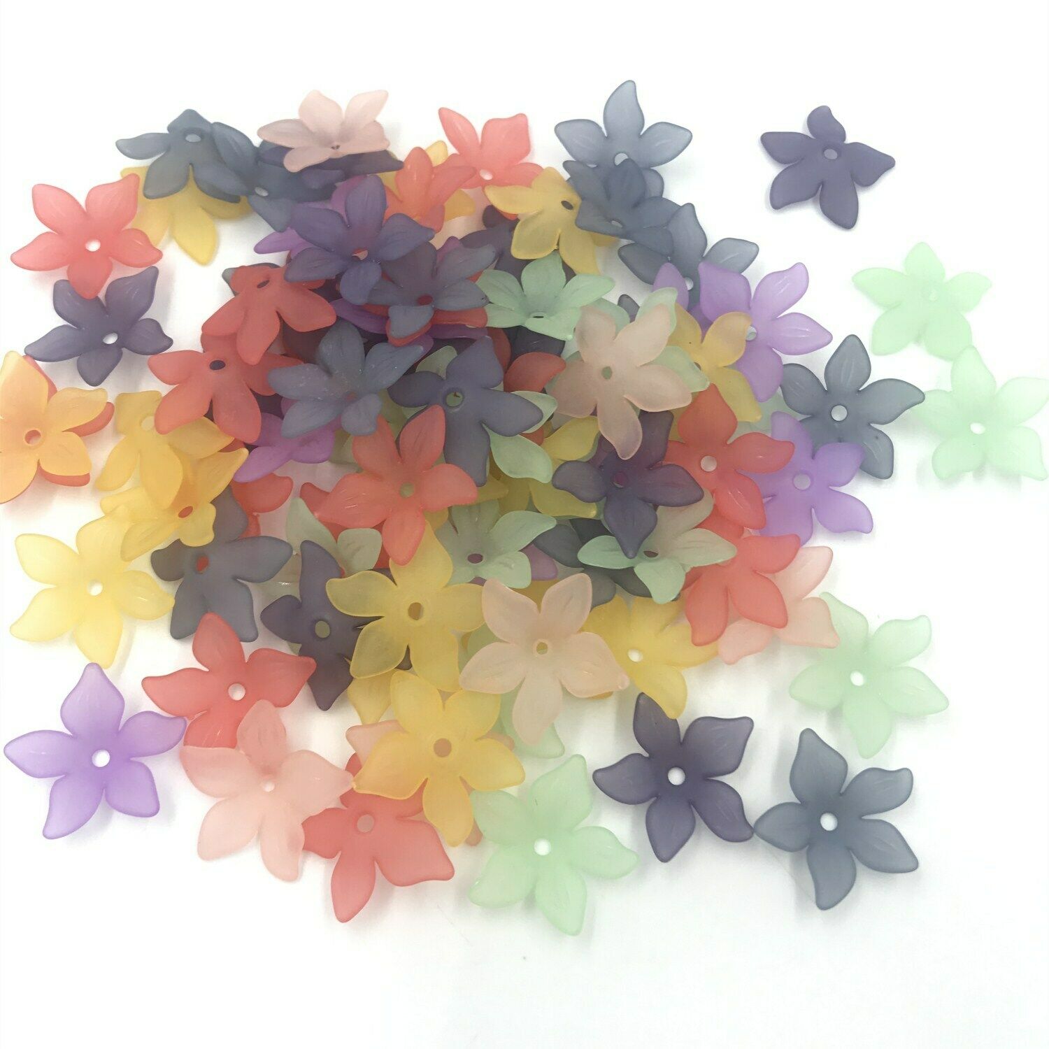 100pcs DIY Frosted Acrylic Flower Spacer Beads Beads Cap Jewelry Making 22mm