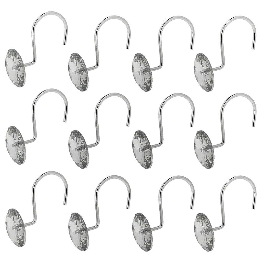 Pack Rhinestone Window Curtain   Hook Drapery Valance Hanger Hook White