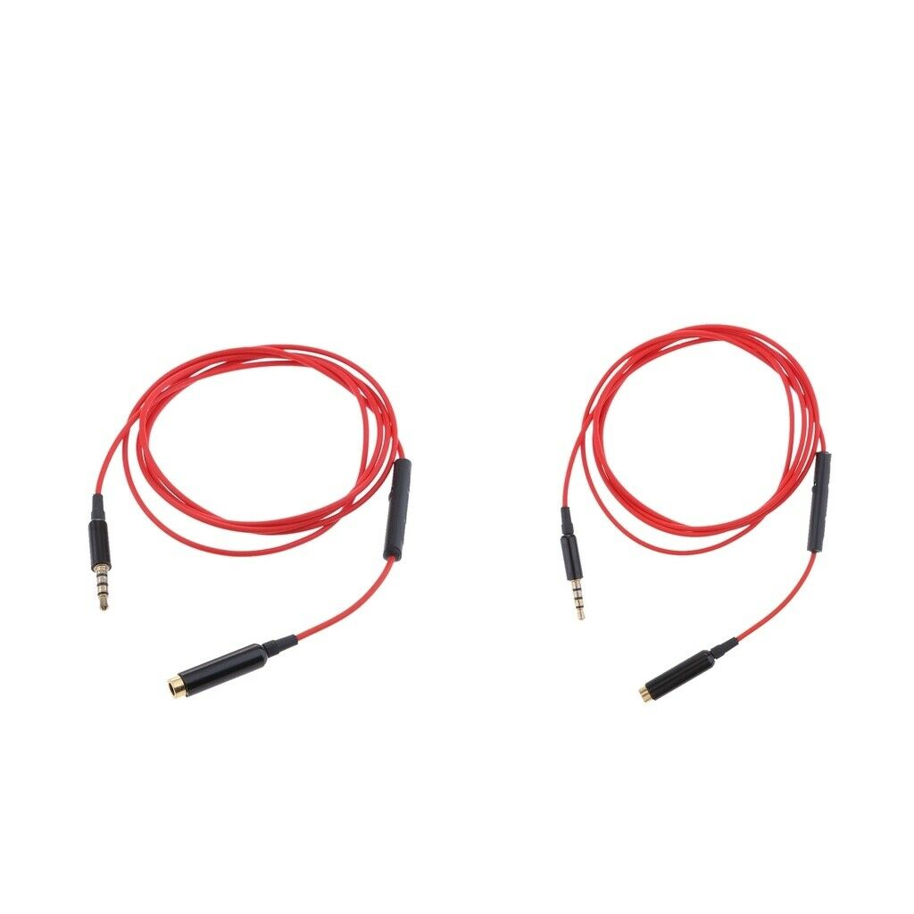 2x 3.5 Mm Stereo Audio AUX Cable Extension Plug to Socket