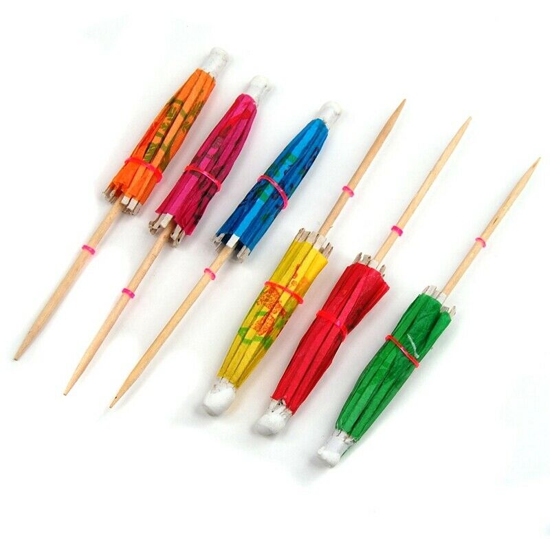 24 Multi Coloured Paper Cocktail Umbrellas Parasols Party Drink Accessories B8G3